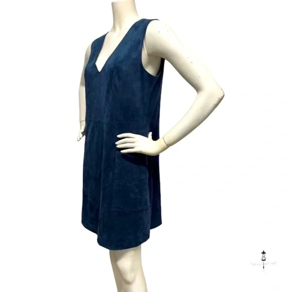 SUEDE,BCBGMAXAZRIA, Gorgeous Blue Suede, Stretch Side Panels, Zipper Shoulders,M - Picture 9 of 13